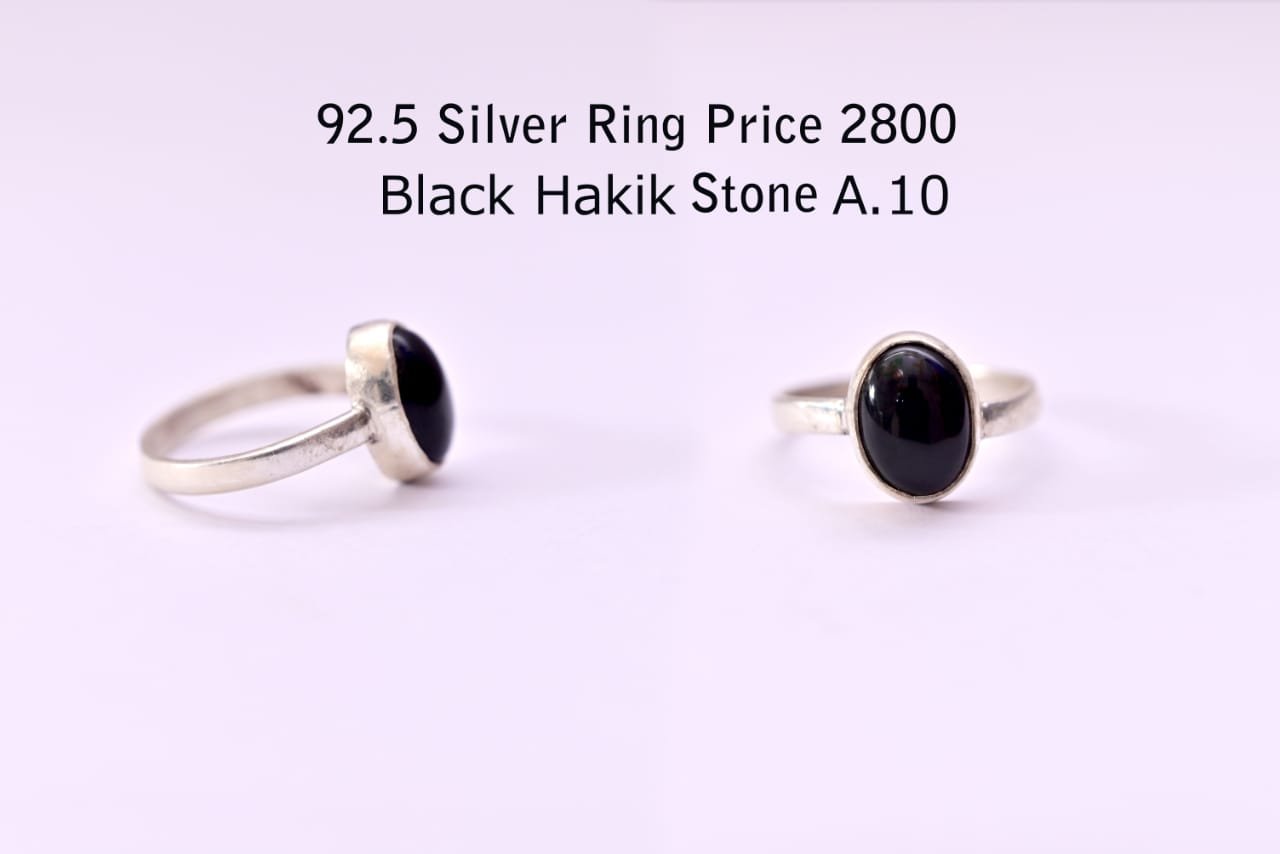 Natural Certified Black Sulemani Hakik Gemstone Silver Plated Adjustable  Ring For Men Or Women's Black Hakik Stone 3.25 RATTI To 21.25 Ratti